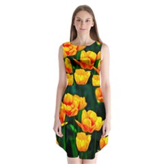 Yellow Orange Tulip Flowers Sleeveless Chiffon Dress   by FunnyCow