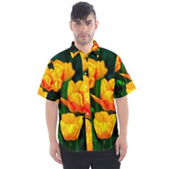 Yellow Orange Tulip Flowers Men s Short Sleeve Shirt