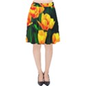 Yellow Orange Tulip Flowers Velvet High Waist Skirt View1