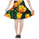 Yellow Orange Tulip Flowers Velvet High Waist Skirt View2