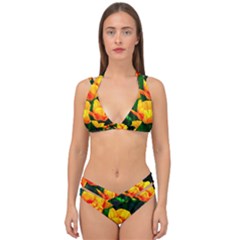 Yellow Orange Tulip Flowers Double Strap Halter Bikini Set by FunnyCow