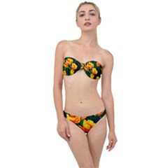 Yellow Orange Tulip Flowers Classic Bandeau Bikini Set by FunnyCow