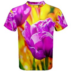 Violet Tulip Flowers Men s Cotton Tee by FunnyCow