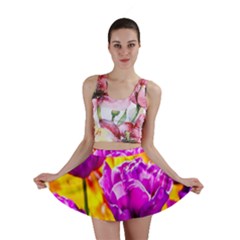 Violet Tulip Flowers Mini Skirt by FunnyCow