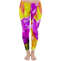 Violet Tulip Flowers Classic Winter Leggings by FunnyCow