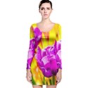 Violet Tulip Flowers Long Sleeve Velvet Bodycon Dress View1