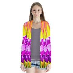 Violet Tulip Flowers Drape Collar Cardigan by FunnyCow