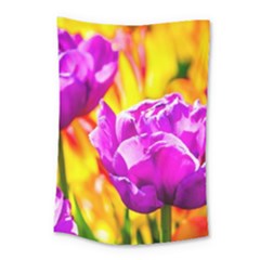 Violet Tulip Flowers Small Tapestry by FunnyCow