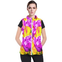 Violet Tulip Flowers Women s Puffer Vest by FunnyCow