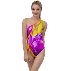 Violet Tulip Flowers To One Side Swimsuit by FunnyCow