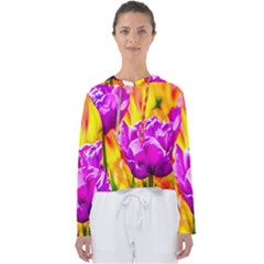 Violet Tulip Flowers Women s Slouchy Sweat