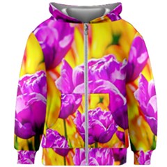 Violet Tulip Flowers Kids Zipper Hoodie Without Drawstring by FunnyCow