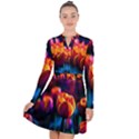 Red Tulips Long Sleeve Panel Dress View1