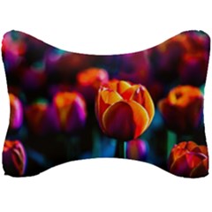 Red Tulips Seat Head Rest Cushion by FunnyCow