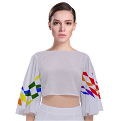 Doublewavyrainbowflag Pattern Tie Back Butterfly Sleeve Chiffon Top