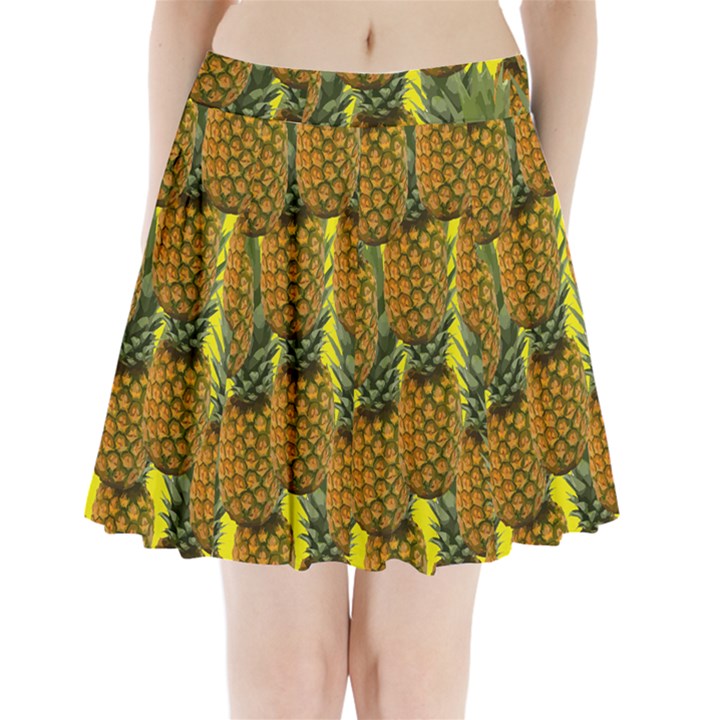 Tropical Pineapple Pleated Mini Skirt