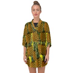 Tropical Pineapple Half Sleeve Chiffon Kimono