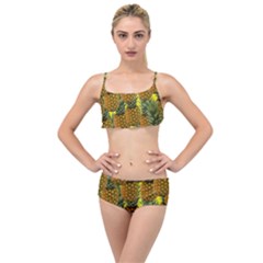 Tropical Pineapple Layered Top Bikini Set