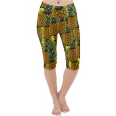 Tropical Pineapple Lightweight Velour Cropped Yoga Leggings