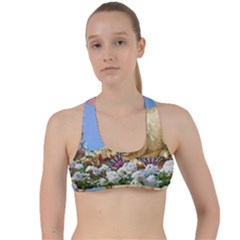 Cat And Butterflies Criss Cross Racerback Sports Bra by snowwhitegirl