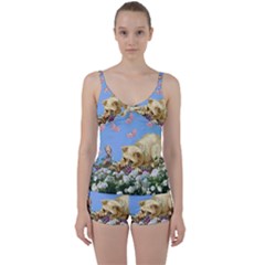 Cat And Butterflies Tie Front Two Piece Tankini by snowwhitegirl