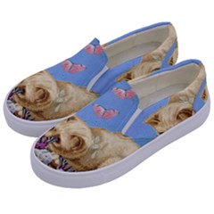 Cat And Butterflies Kids  Canvas Slip Ons