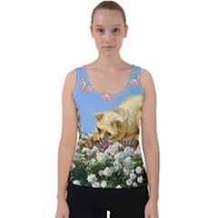 Cat And Butterflies Velvet Tank Top