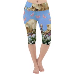 Cat And Butterflies Lightweight Velour Cropped Yoga Leggings