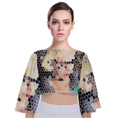 Stained Glass Girl Tie Back Butterfly Sleeve Chiffon Top