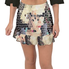 Stained Glass Girl Fishtail Mini Chiffon Skirt