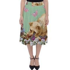 Cat And Butterflies Green Classic Midi Skirt