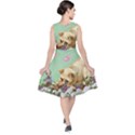 Cat And Butterflies Green V-Neck Midi Sleeveless Dress  View2