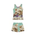 Cat And Butterflies Green Kid s Boyleg Swimsuit View2