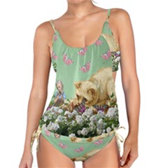 Cat And Butterflies Green Tankini Set by snowwhitegirl