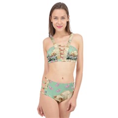 Cat And Butterflies Green Cage Up Bikini Set by snowwhitegirl