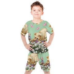 Cat And Butterflies Green Kid s Set