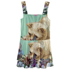 Cat And Butterflies Green Kids  Layered Skirt Swimsuit