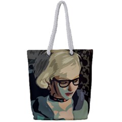 Girl Thinking Full Print Rope Handle Tote (small)