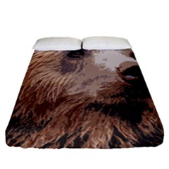 Bear Looking Fitted Sheet (queen Size) by snowwhitegirl