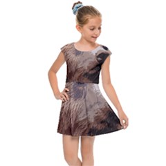 Bear Looking Kids Cap Sleeve Dress