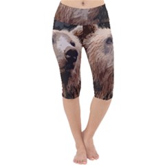 Bear Looking Lightweight Velour Cropped Yoga Leggings