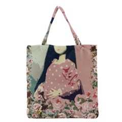 Rose Floral Doll Grocery Tote Bag by snowwhitegirl