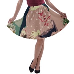 Rose Floral Doll A-line Skater Skirt by snowwhitegirl