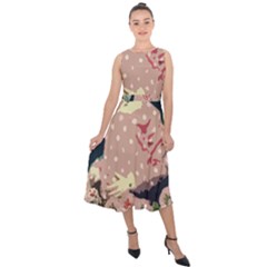 Rose Floral Doll Midi Tie-back Chiffon Dress by snowwhitegirl