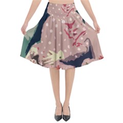 Rose Floral Doll Flared Midi Skirt by snowwhitegirl