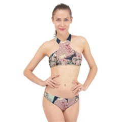 Rose Floral Doll High Neck Bikini Set