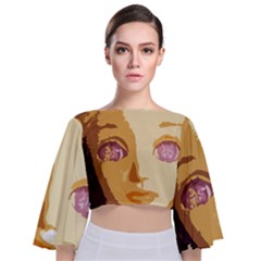 Butterfly Eyes Tie Back Butterfly Sleeve Chiffon Top