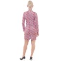 Pink Crochet Button Long Sleeve Dress View2