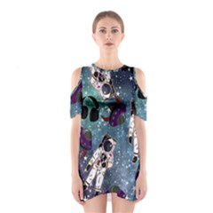 Astronaut Space Galaxy Shoulder Cutout One Piece Dress by snowwhitegirl