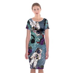 Astronaut Space Galaxy Classic Short Sleeve Midi Dress by snowwhitegirl